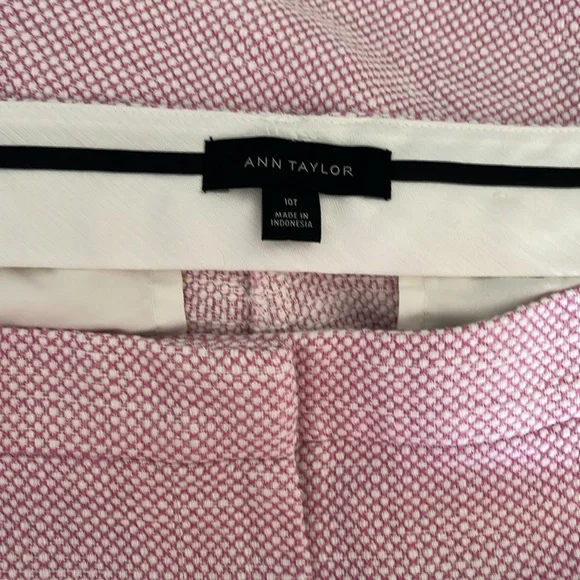 Ann Taylor Ava ankle pants in pink & white texture. Size 10 Tall - Picture 3 of 10